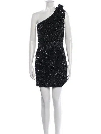 Pre-owned Rachel Gilbert Patterned Mini Dress In Black