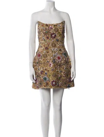 Pre-owned Rachel Gilbert Patterned Mini Dress In Brown