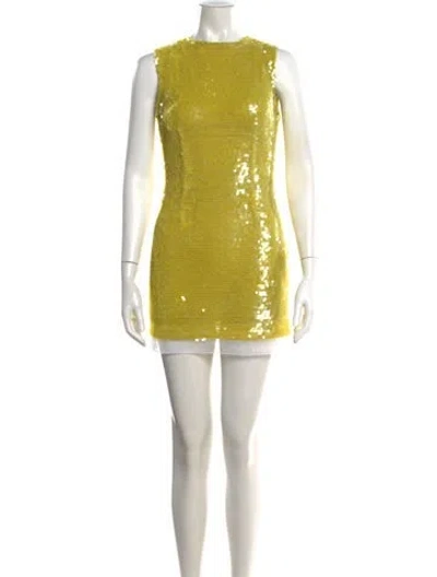 Pre-owned Rachel Gilbert Patterned Mini Dress In Yellow