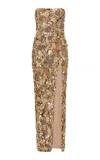 Rachel Gilbert Pepito Crystal Embellished Tulle Gown In Gold