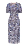 Rachel Gilbert Pepito Sequined Tulle Midi Gown In Purple