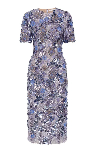Rachel Gilbert Pepito Sequined Tulle Midi Gown In Purple