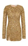 Rachel Gilbert Phillipe Sequined Tulle Mini Dress In Gold