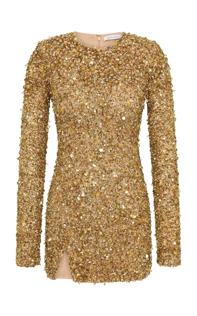 Rachel Gilbert Phillipe Sequined Tulle Mini Dress In Gold
