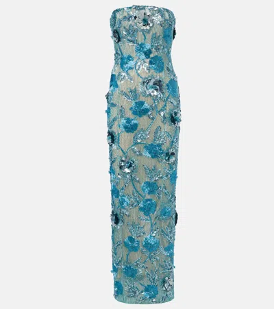 Rachel Gilbert Exclusive Pierre Embellished Tulle Gown In Blue
