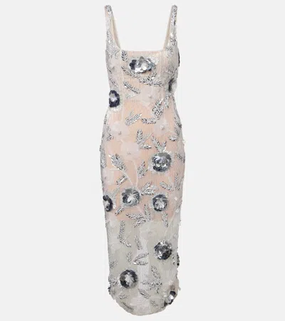 Rachel Gilbert Pierre Embellished Midi Dress In Pink