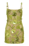 Rachel Gilbert Pierre Embellished Mini Dress In Lime Green