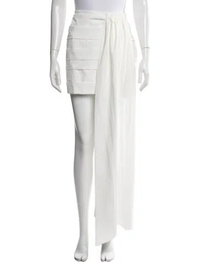 Pre-owned Rachel Gilbert Pleated Accents Mini Skirt W/ Tags In White