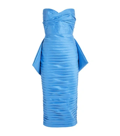 Rachel Gilbert Pleated Marji Midi Dress In Blue