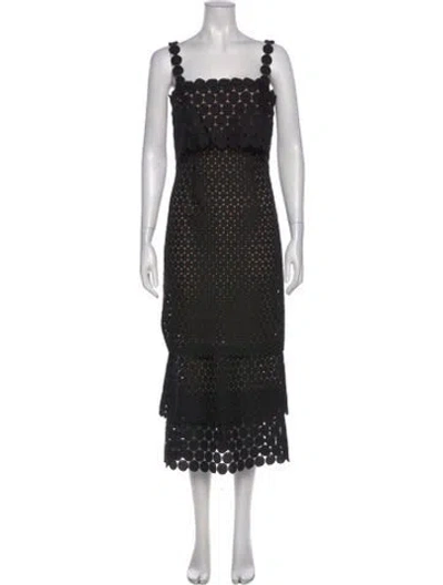 Pre-owned Rachel Gilbert Polka Dot Print Long Dress In Black