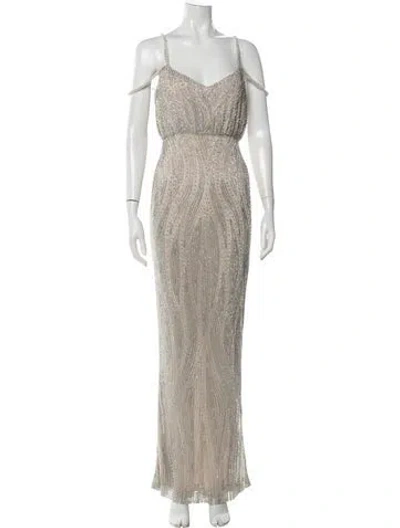 Pre-owned Rachel Gilbert Printed Long Dress In Neutral