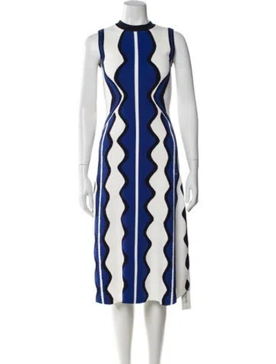 Pre-owned Rachel Gilbert Printed Midi Length Dress In Blue