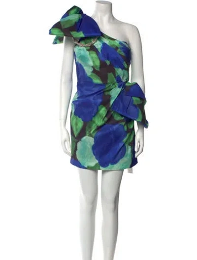 Pre-owned Rachel Gilbert Printed Mini Dress W/ Tags In Green