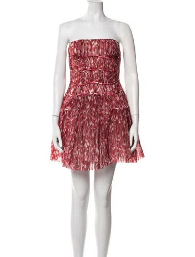 Pre-owned Rachel Gilbert Printed Mini Dress W/ Tags In Red