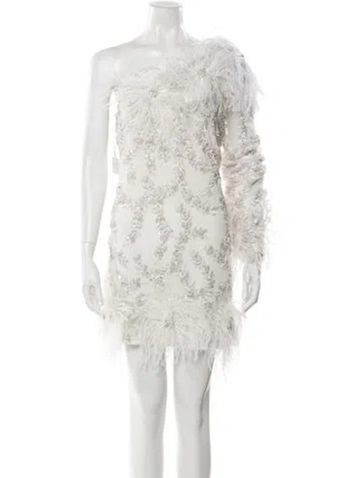 Pre-owned Rachel Gilbert Printed Mini Dress In White