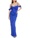 Rachel Gilbert Quinn Silk Maxi Dress In Blue