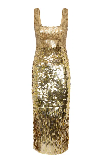 Rachel Gilbert Remy Cascading Sequin Tulle Gown In Gold