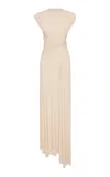 Rachel Gilbert Rico Embellished Slit Gown In Neutral