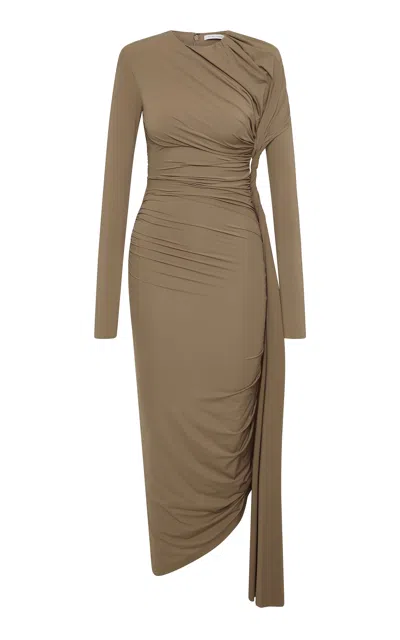 Rachel Gilbert Rico Ruched Dress In Brown
