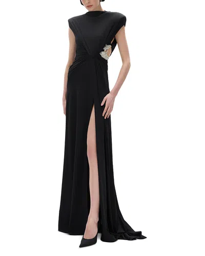 Rachel Gilbert Rico Side Cutout Gown In Black