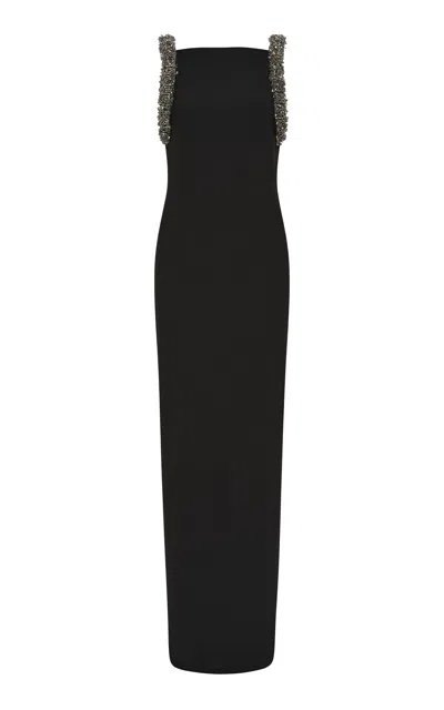 Rachel Gilbert Riley Embellished Wool-silk Gown In Black