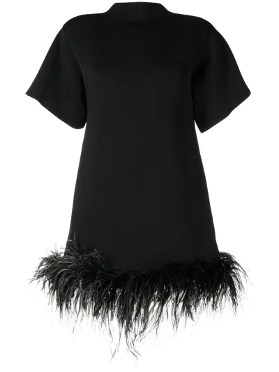 Rachel Gilbert Rita Feather-trim Mini Dress In Black