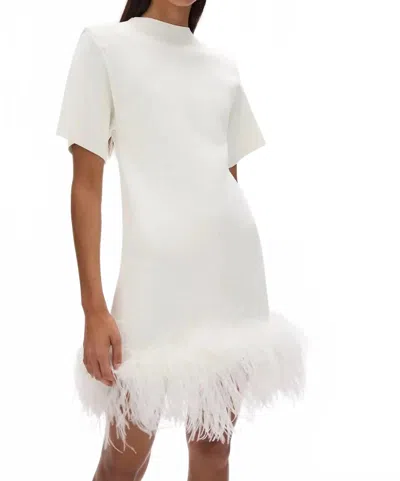 Rachel Gilbert Rita Feathered Mini Dress In White