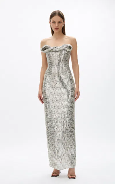 Rachel Gilbert Rosalie Gown In Silver