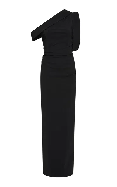 Rachel Gilbert Rowana One-shoulder Gown In Black