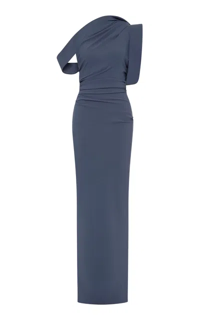 Rachel Gilbert Rowana One-shoulder Gown In Blue