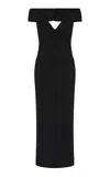 Rachel Gilbert Rowana Plunge Halter Gown In Black