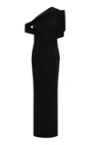 Rachel Gilbert Rowana Sculpted One-shoulder Gown In Black