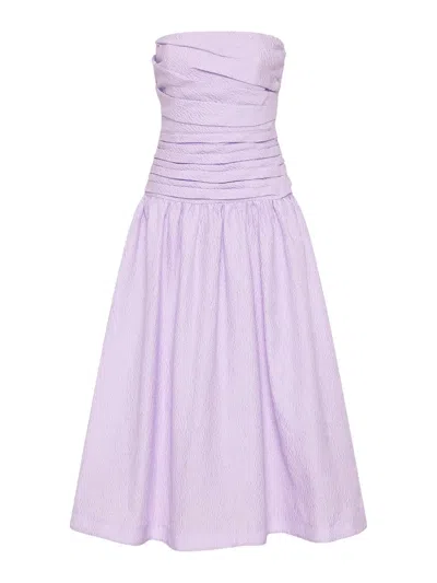 Rachel Gilbert Ruched Strapless Dress In Purple