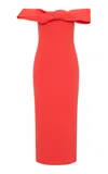 Rachel Gilbert Rydell Off-the-shoulder Midi Dress In Orange
