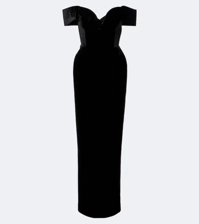 Rachel Gilbert Ryn Off-shoulder Velvet Corset Gown In Black