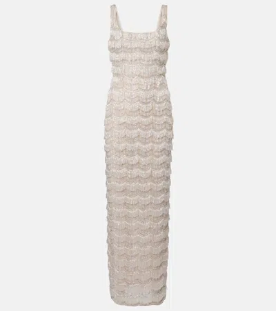 Rachel Gilbert Sadie Embellished Gown In Neutral