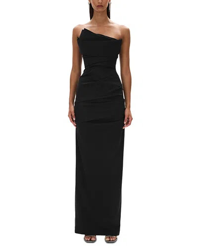 Rachel Gilbert Salma Asymmetric Strapless Gown In Black