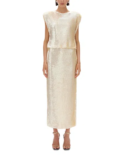Rachel Gilbert Saphine Sequin Cowl Back Dress In Neutral