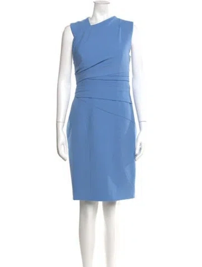 Pre-owned Rachel Gilbert Scoop Neck Knee-length Dress In Blue