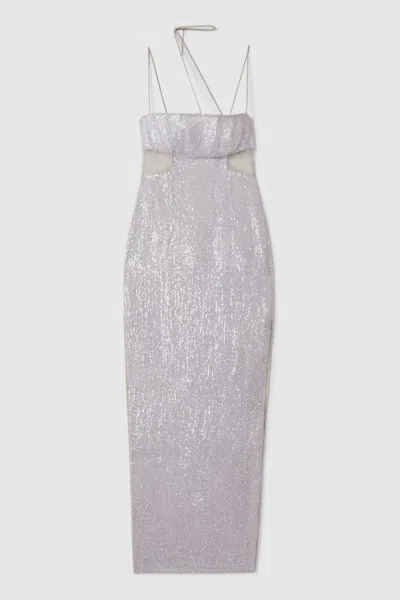 Rachel Gilbert Sequin Cut Out Maxi Dress In White