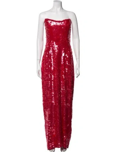 Pre-owned Rachel Gilbert Sequin Long Dress In Red