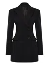 Rachel Gilbert Sergio Padded-shoulder Mini Dress In Black