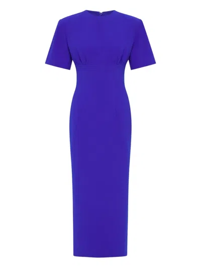 Rachel Gilbert Short-sleeve Gathered Dress In Blue