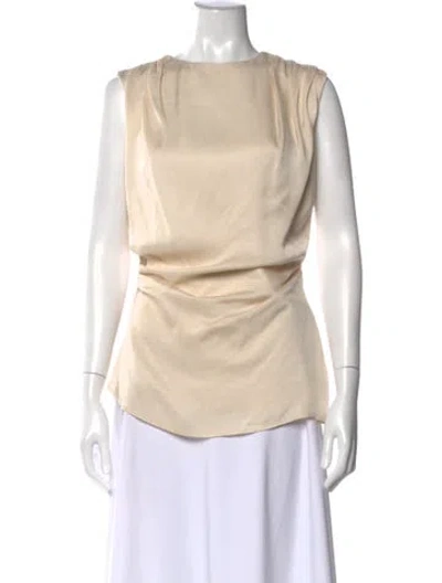 Pre-owned Rachel Gilbert Silk Crew Neck Blouse In Neutral