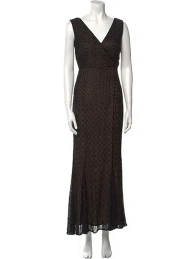 Pre-owned Rachel Gilbert Silk Long Dress In Black