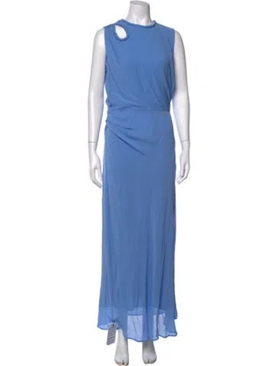 Pre-owned Rachel Gilbert Silk Long Dress In Blue