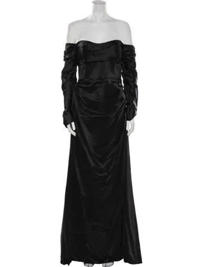 Pre-owned Rachel Gilbert Silk Long Dress W/ Tags In Black