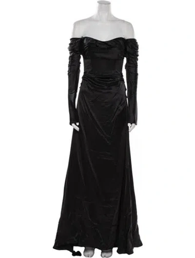Pre-owned Rachel Gilbert Silk Long Dress W/ Tags In Black