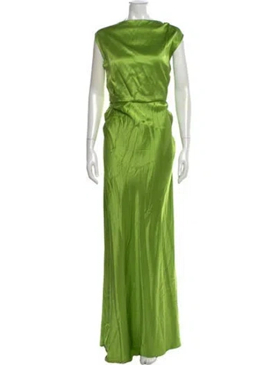 Pre-owned Rachel Gilbert Silk Long Dress W/ Tags In Green