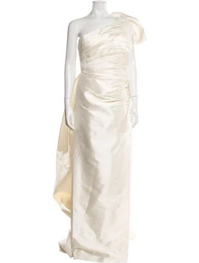 Pre-owned Rachel Gilbert Silk Long Dress W/ Tags In Neutral